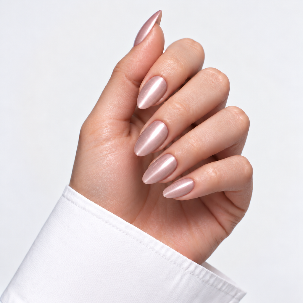 Blush Cat Eye reusable press-on nails