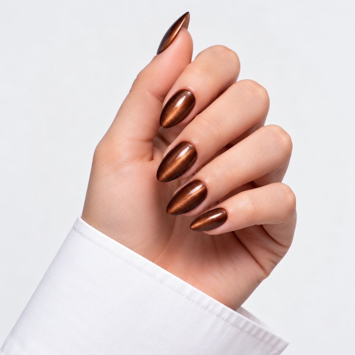 Bronze Cat Eye reusable press-on nails