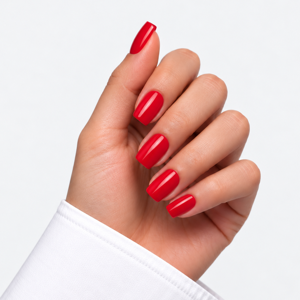 Classic Red Square reusable press-on nails
