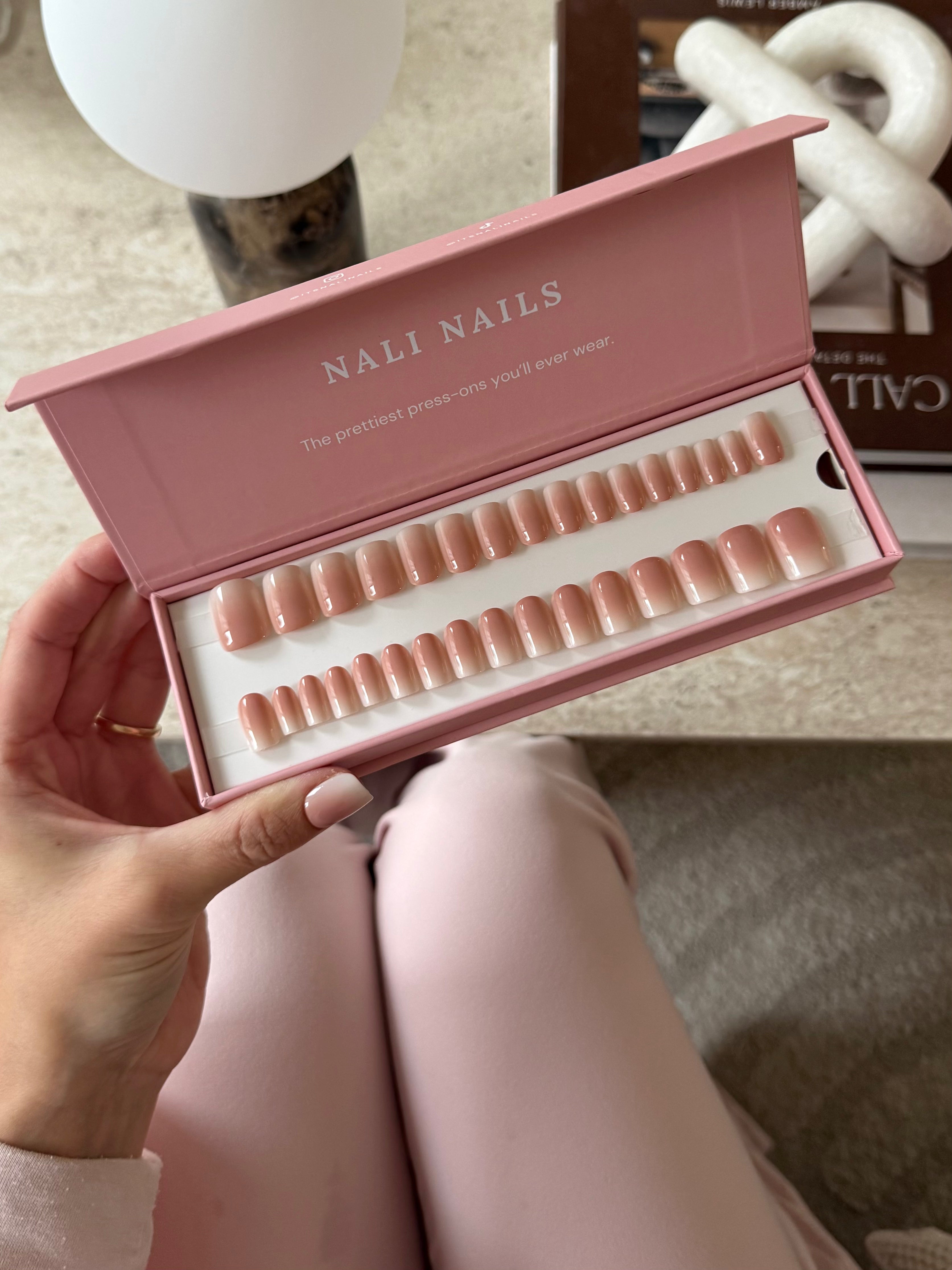 French Ombre Square reusable press-on nails