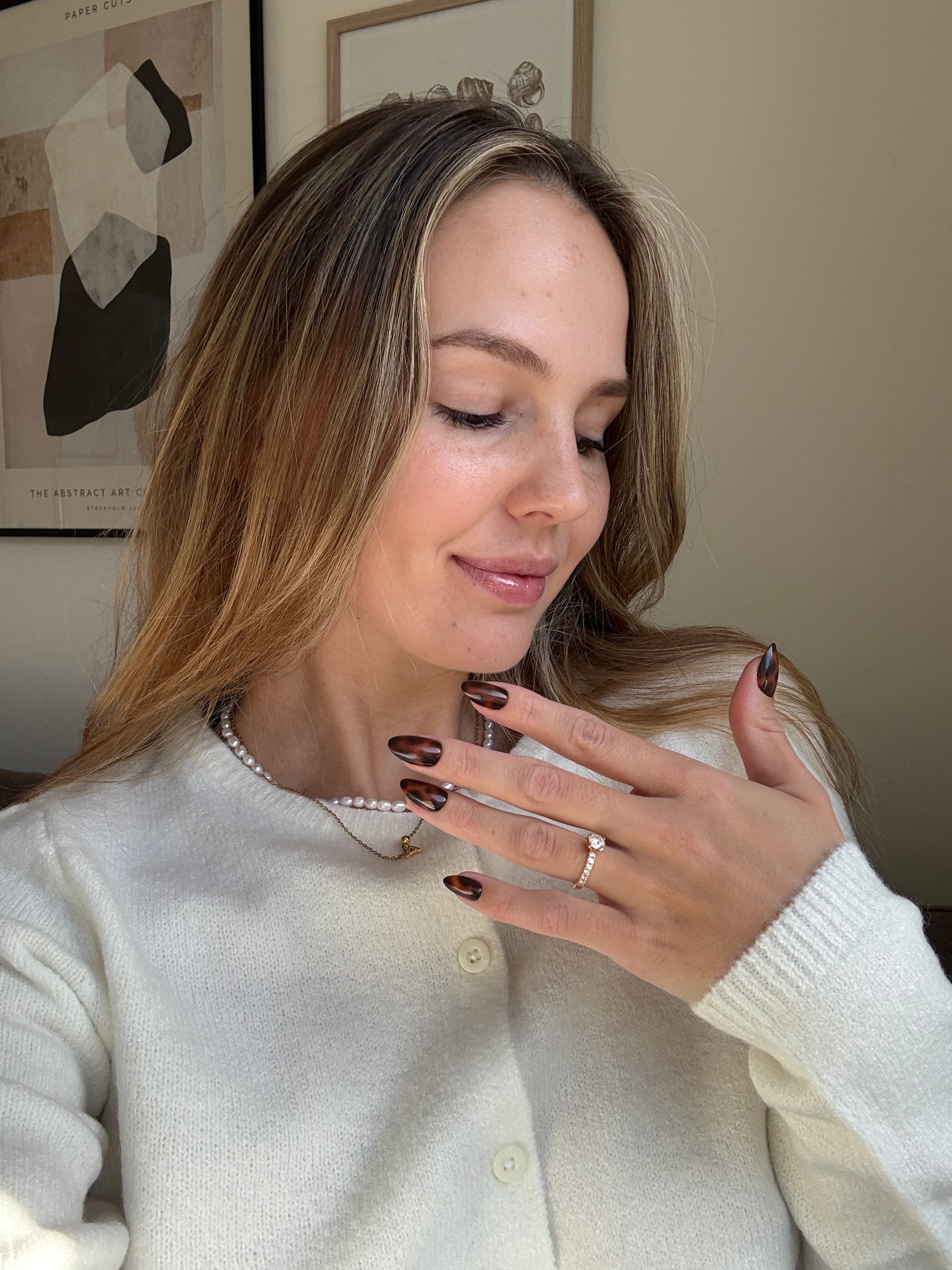 Tortoise Brown reusable press-on nails