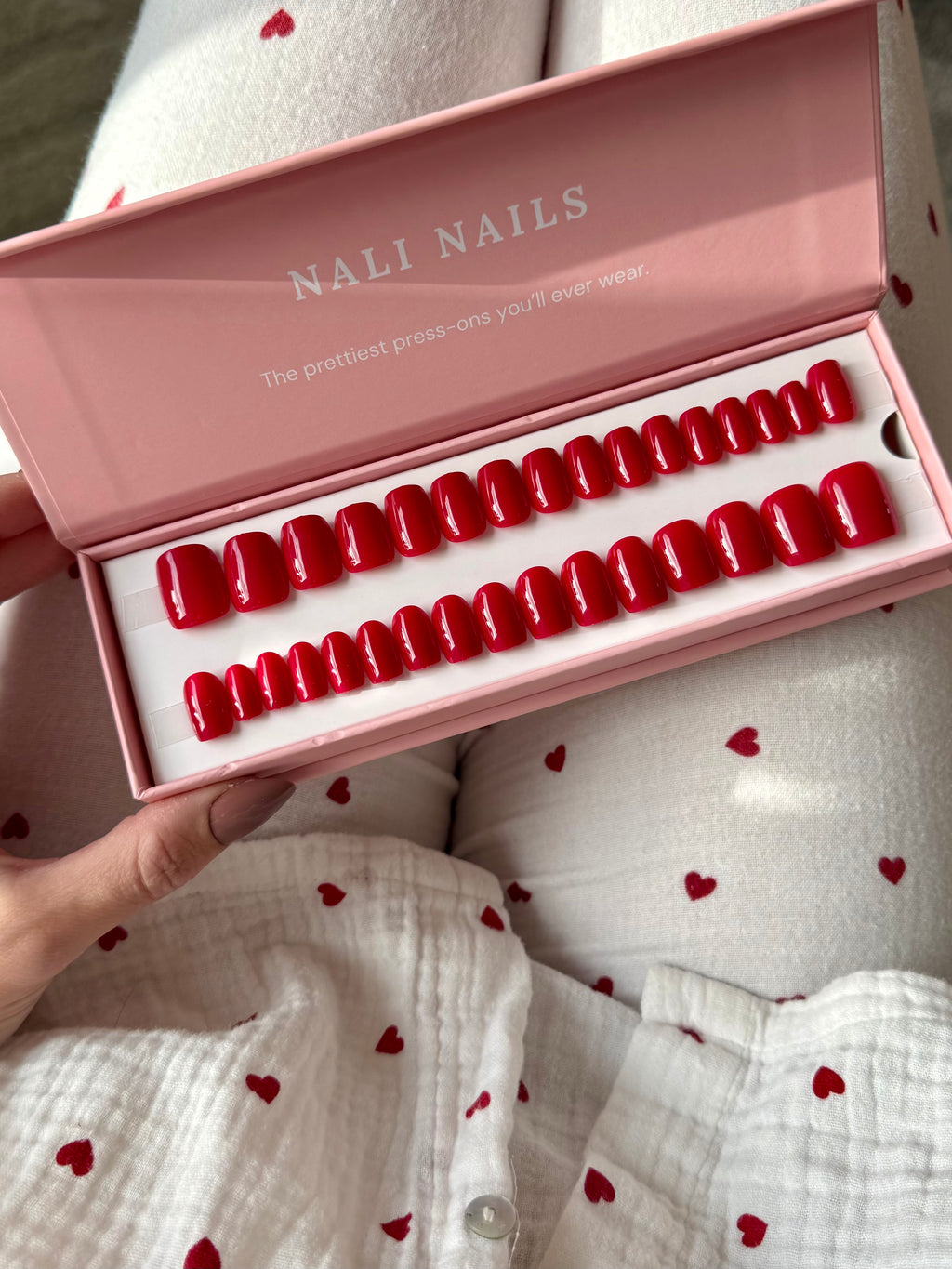 Classic Red Square reusable press-on nails