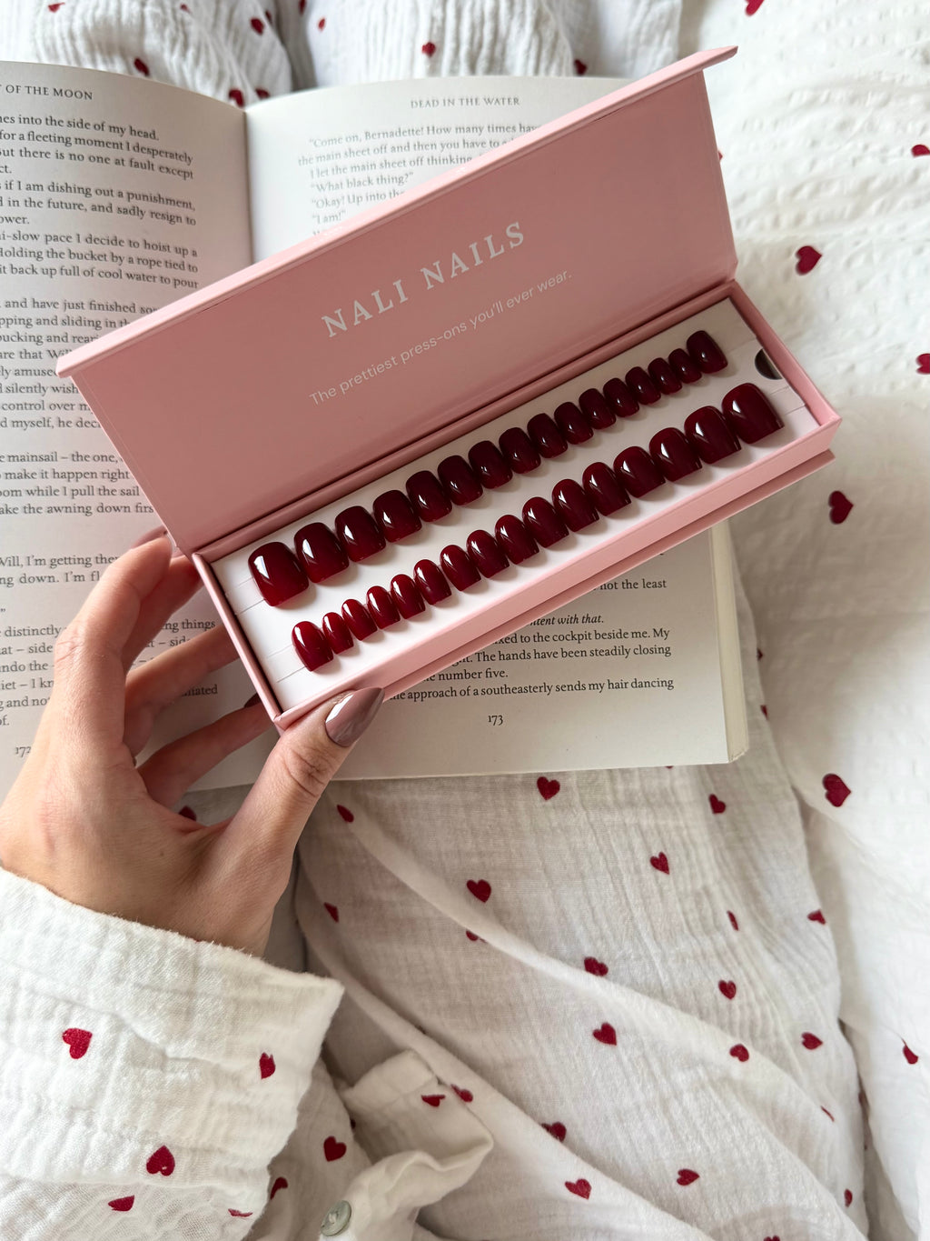 Merlot Red Square reusable press-on nails