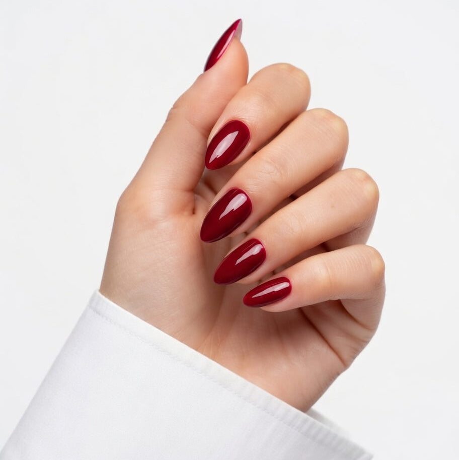 Merlot Red reusable press-on nails